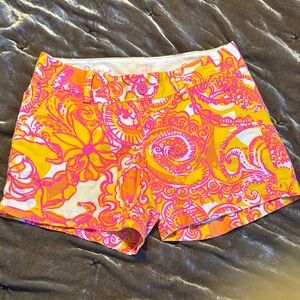 Lilly Pulitzer Vibrant Pink and Orange Patterned Shorts